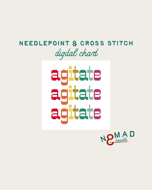 Agitate Cross Stitch Chart: Activist Needlepoint Pattern (Digital Download)